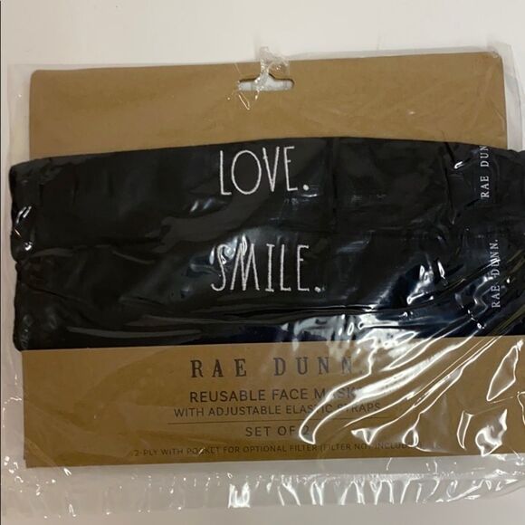 Rae Dunn Love and smile set of reusable facemasks D6 - Picture 1 of 4